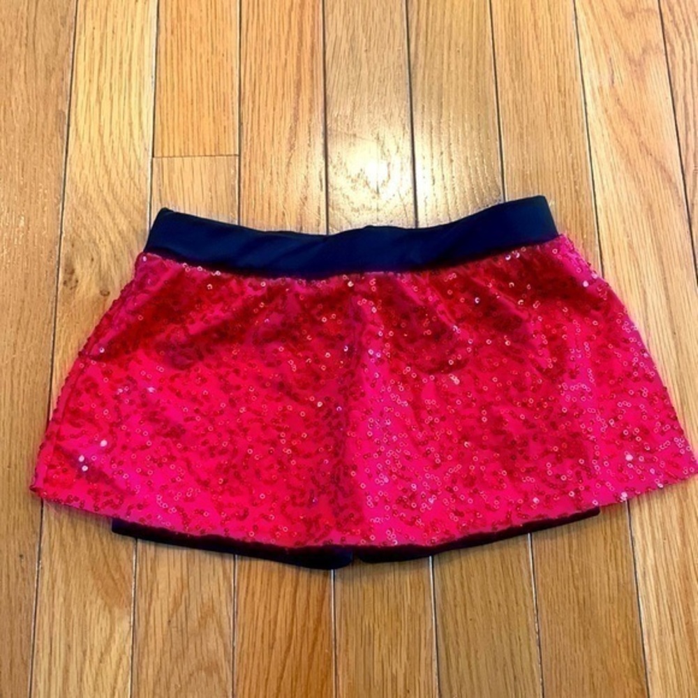 Balera Red Sequin Dance Skirt Skort Child Small